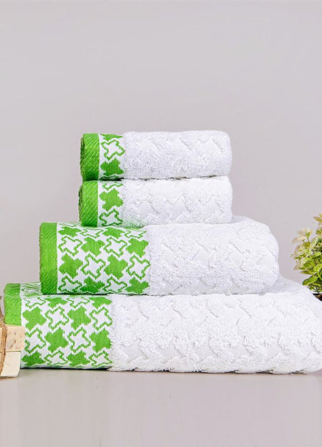 J Linens Green Stars Large set