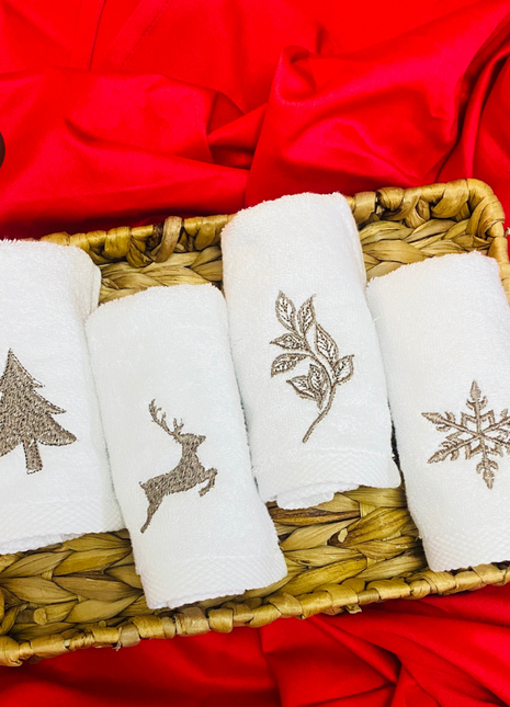 J Linens Winter Box of 4 Face Towels