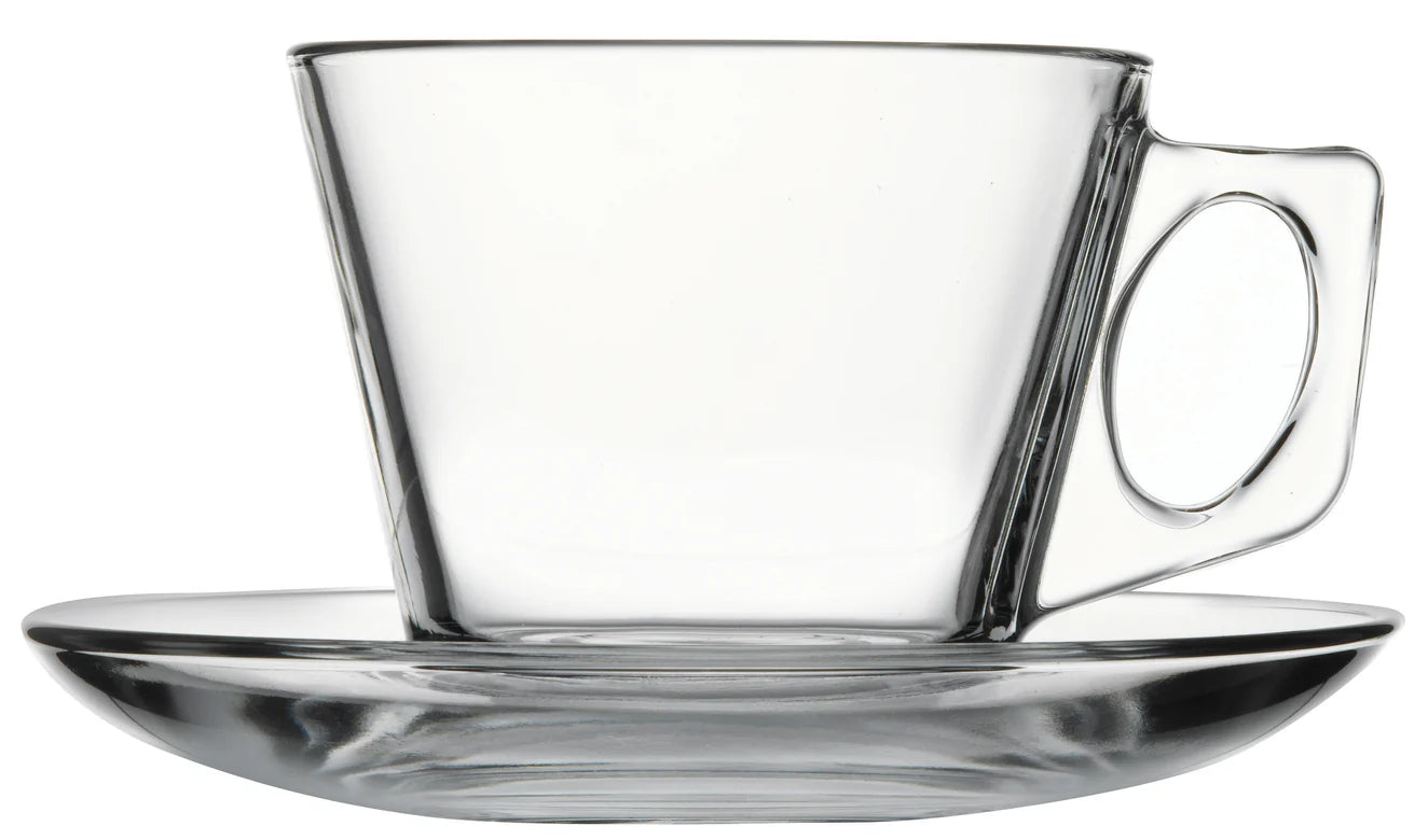 Pasabahce Vela Tea Cup & Saucer (Set of 6Cups & 6 Saucers) pieces, 195ml