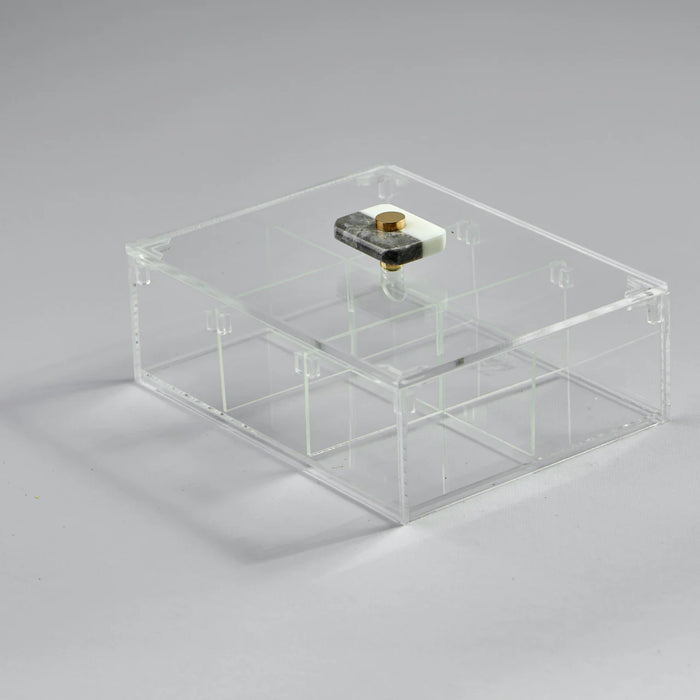 Zee Designs Plexi Glass Marble 6-Compartments Tea Box