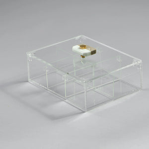 Zee Designs Plexi Glass Marble 6-Compartments Tea Box