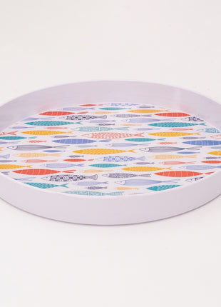 Bright Designs Melamine Round Tray Set of 1 (D 38cm) Fish'n'fish (Summer Collection)