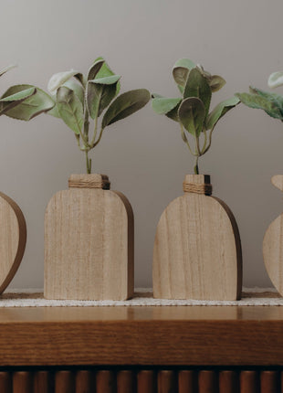 Rounded Bloom Wooden Vase