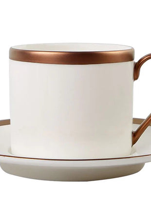 Porland Copper Line Tea Cup & Saucer Set - 6 Pieces, 180ml