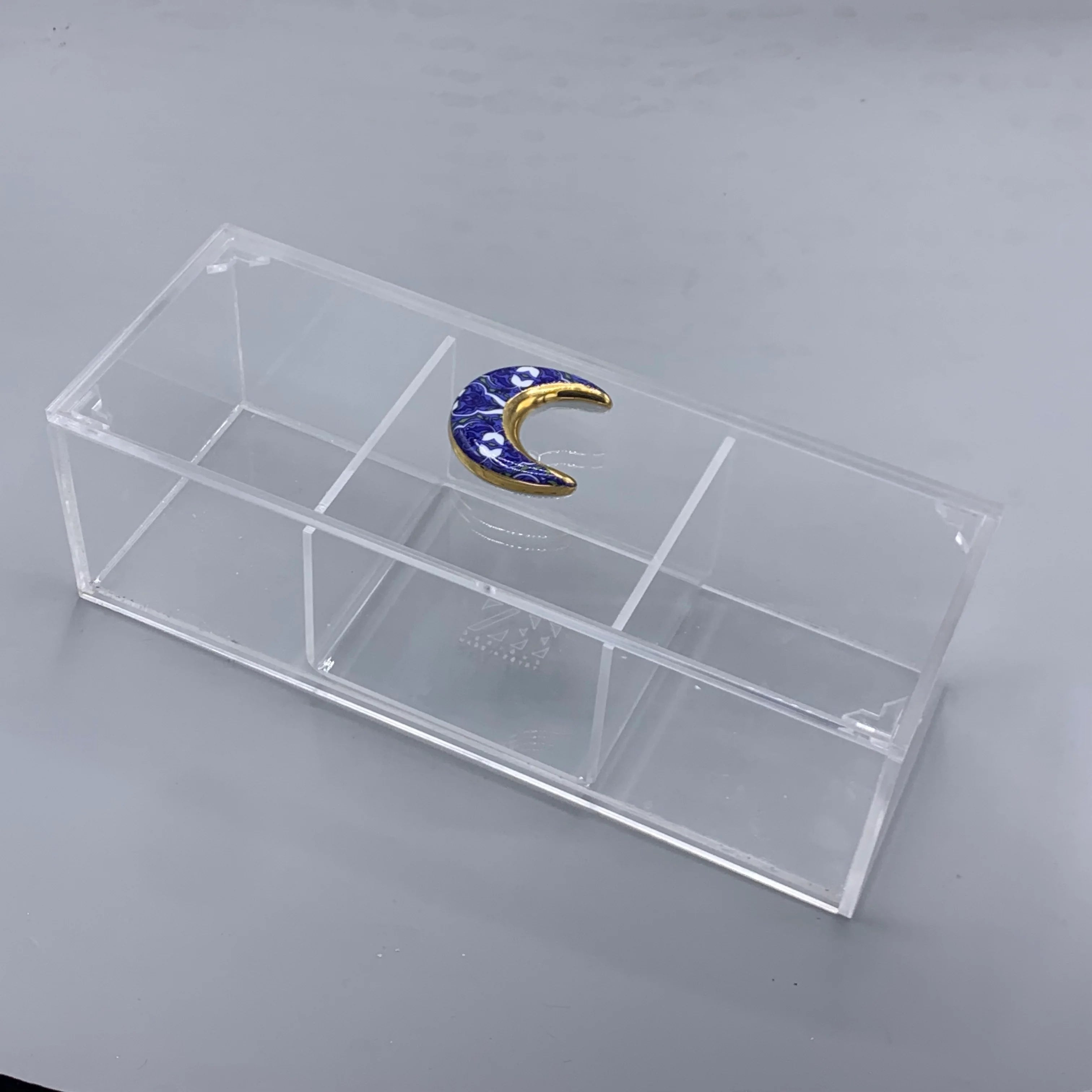 Zee Designs Plexi Glass Bleu-Blanc Porcelain Knob Box