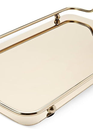 Rectangular Stainless Steel Mirror Tray with Handles Set of (2) Trays