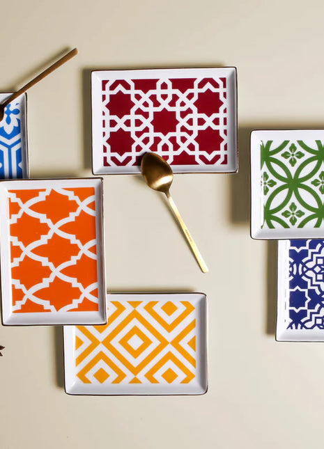 Porland Morocco Rectangular Plate (Set of 2) Yellow, 18x13cm