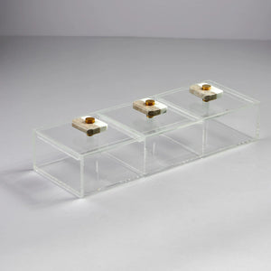 Zee Designs Plexi Glass Marble Large 3-Compartment Box