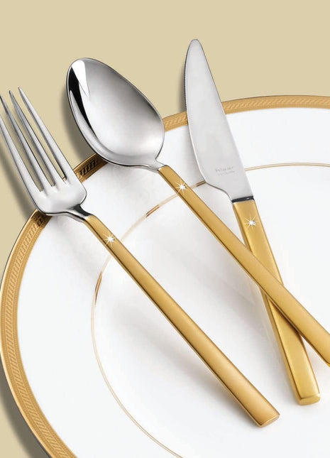 Hisar Milano Gold with Diamond Cutlery Set (42 Pcs)