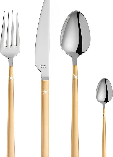 Hisar Milano Gold with Diamond Cutlery Set (42 Pcs)