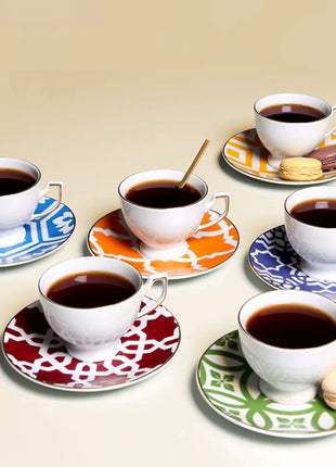 Porland Morocco Coffee Cup & Saucer Set - 12 Pieces, 80ml