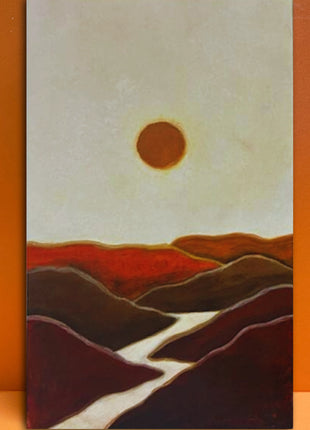 Wasl Sunset Oasis Hand Painted Rectangular Artwork