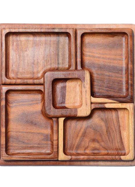 Wooden Square Serving Platter (27 cm)