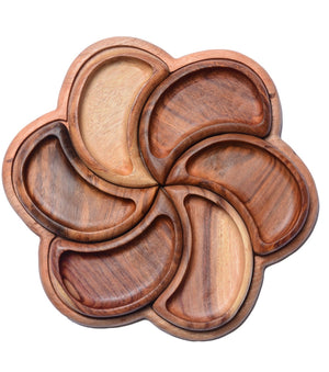 Wooden Serving Platter Flower Shape (30 cm)