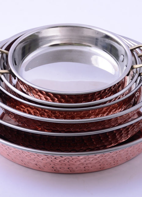 Copper Pans (Set of 6)  Size (13,15,17,20,22,24 cm) (Two Handles)