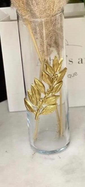 Asha's Glass Vase with Gold feather resin