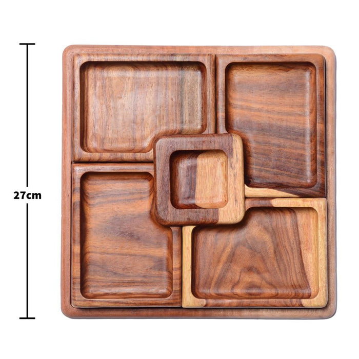 Wooden Square Serving Platter (27 cm)