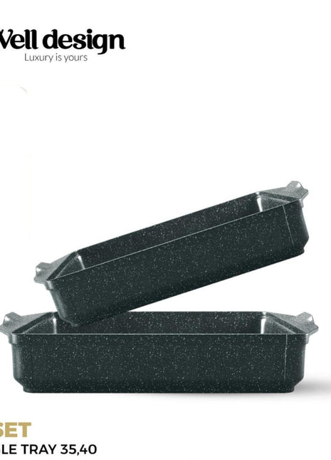 Well Design 2 Pcs Die-Cast Rectangular Oven Tray