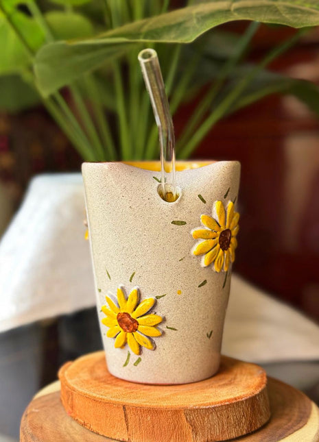 Piece of Sara Sunflower Shines Straw Cup