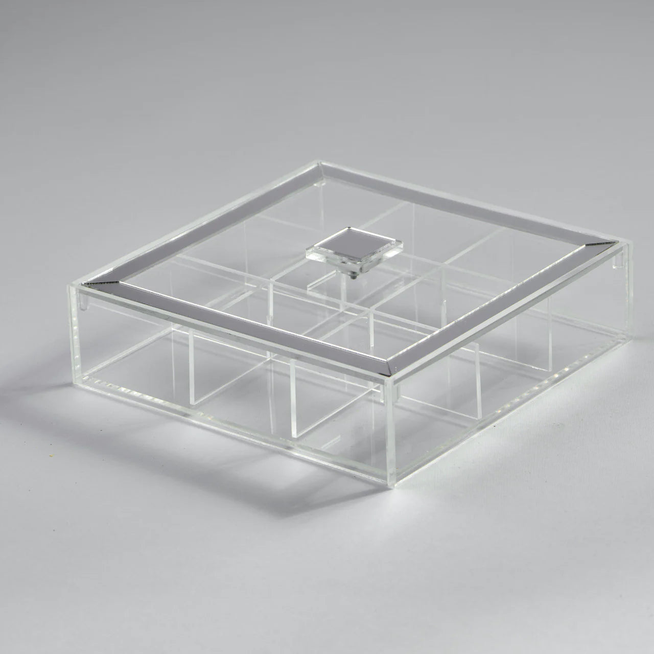 Zee Designs Plexi Glass Framed 9-Compartments Tea Box