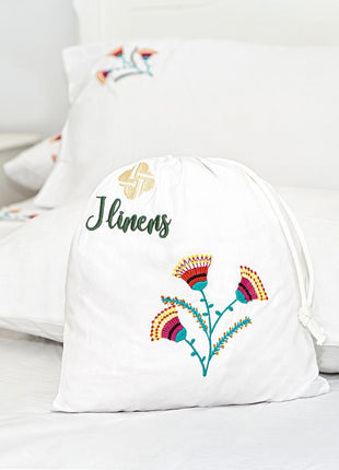 J Linens Embroidery Egyptian Flat Sheet Set