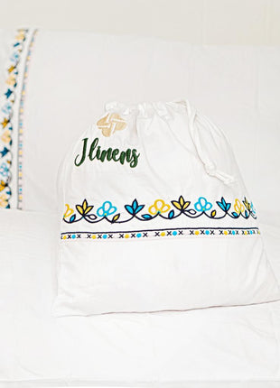 J Linens Embroidery Flora Flat Sheet Set