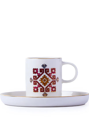 Porland Arabesque Coffee Cup & Saucer Set - 12 Pieces, 80ml