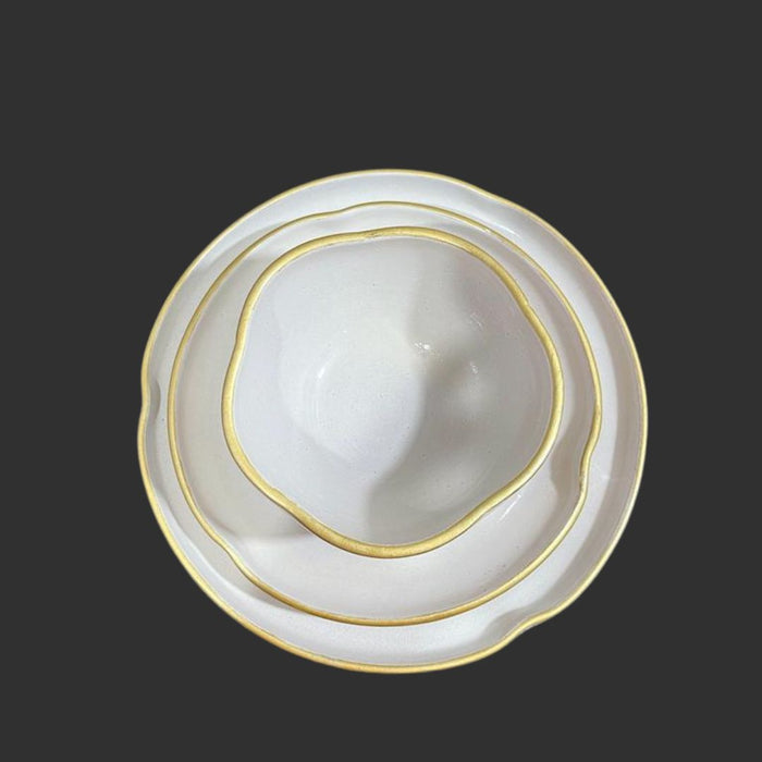 Pottery Off White Set with Gold Rim