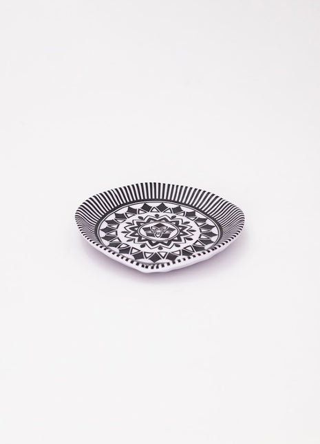 Bright Designs Melamine Matt Side Plate 6 Pieces (16 cm) Black & White