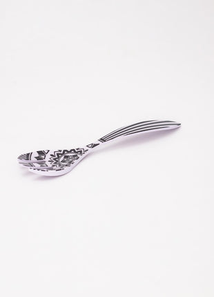 Bright Designs Melamine Square Serving Bowl 3pieces (L 26cm W 26cm H 9cm) Black & White with Fork & Spoon