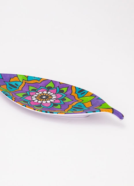 Bright Designs Melamine Matt Leaf Serving Plate 2 Pieces (L 36cm W 15cm) Mandala