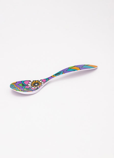 Bright Designs Melamine Square Serving Bowl 3pieces (L 26cm W 26cm H 9cm) Mandala with Spoon & Fork