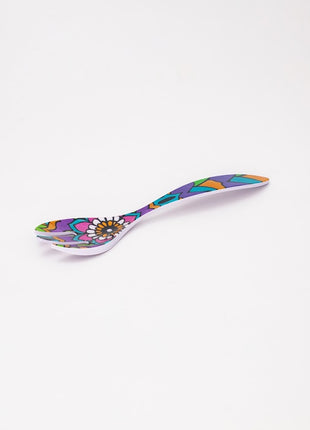 Bright Designs Melamine Square Serving Bowl 3pieces (L 26cm W 26cm H 9cm) Mandala with Spoon & Fork