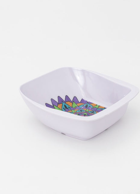 Bright Designs Melamine Square Serving Bowl 3pieces (L 26cm W 26cm H 9cm) Mandala with Spoon & Fork