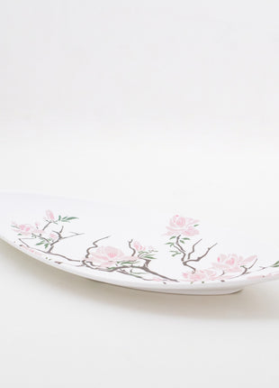 Bright Designs Melamine Matt Leaf Serving Plate 
Set of 2 (L 36cm W 15cm) Cherry Blossom