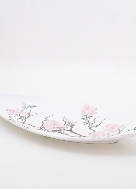 Bright Designs Melamine Matt Leaf Serving Plate 
Set of 2 (L 36cm W 15cm) Cherry Blossom