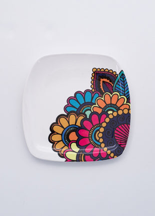 Bright Designs Melamine Small Plate 
Set of 6 (L 18cm W 18cm) Paisley