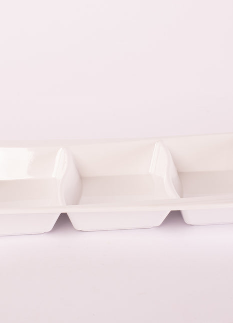 Bright Designs Melamine Savoury Tray 
Set of 2 (L 30cm W 19cm H 3cm) White