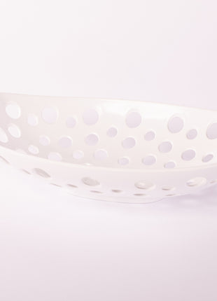 Bright Designs Melamine Fruit Basket 
Set of 1 (L 33cm W 22cm H 9cm) White