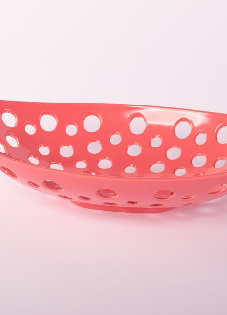 Bright Designs Melamine Fruit Basket 
Set of 1 (L 33cm W 22cm H 9cm) Coral