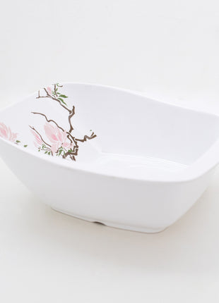 Bright Designs Melamine Serving Bowl with Serving Spoon and Fork 
Set of 1 (L 26cm W 26cm H 9cm) Cherry Blossom