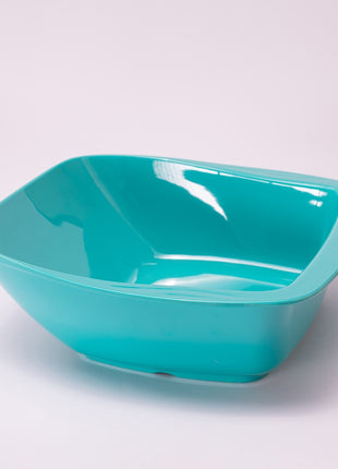 Bright Designs Melamine Serving Bowl with Serving Spoon and Fork 
Set of 1 (L 26cm W 26cm H 9cm) Teal