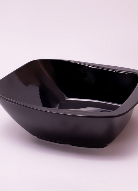 Bright Designs Melamine Serving Bowl with Serving Spoon and Fork 
Set of 1 (L 26cm W 26cm H 9cm) Black