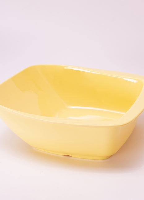 Bright Designs Melamine Serving Bowl with Serving Spoon and Fork 
Set of 1 (L 26cm W 26cm H 9cm) Yellow