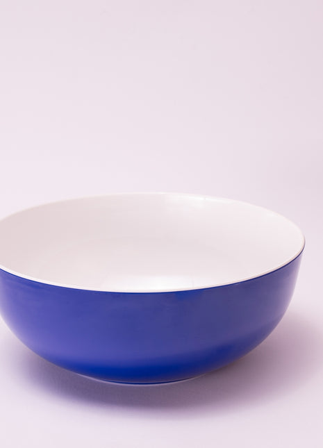 Bright Designs Melamine Serving Bowl with Serving Spoon and Fork 
Set of 1 (D 26cm H 10cm) Double Colour Royal Blue