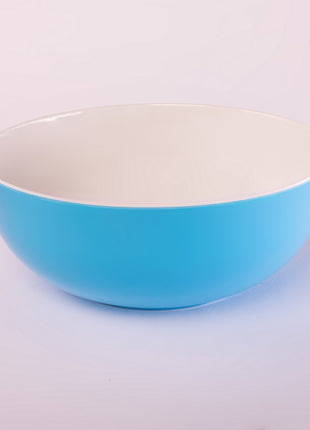 Bright Designs Melamine Serving Bowl with Serving Spoon and Fork 
Set of 1 (D 26cm H 10cm) Double Colour Light Blue