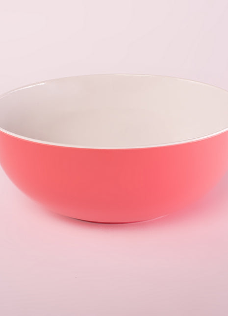 Bright Designs Melamine Serving Bowl with Serving Spoon and Fork 
Set of 1 (D 26cm H 10cm) Double Colour Coral
