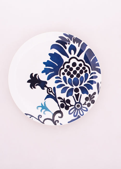 Bright Designs Melamine Side Plate 
Set of 6 (D 22cm) blue blanc