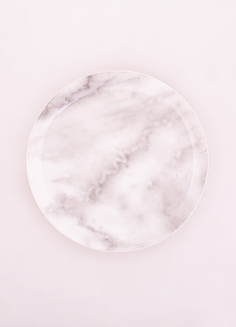 Bright Designs Melamine Side Plate 
Set of 6 (D 22cm)white Marble