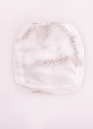 Bright Designs Melamine Side Plate 
Set of 6 (L 22cm W 22cm) White Marble